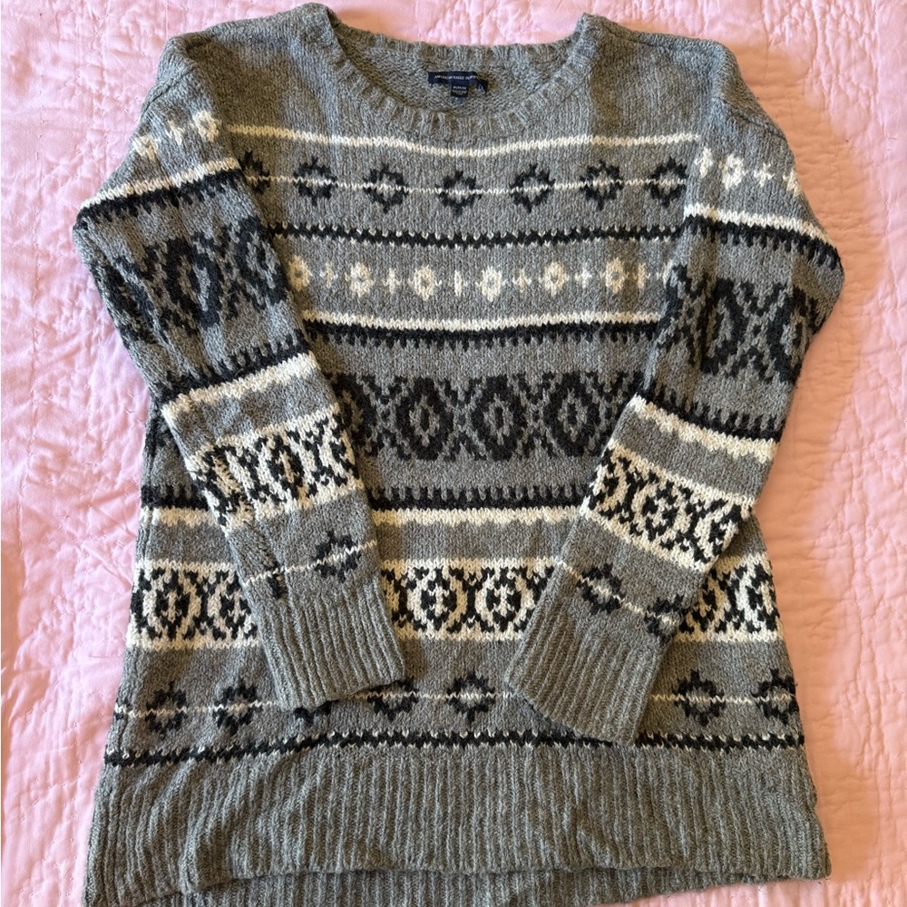Gray Fair Isle Women's Sweater